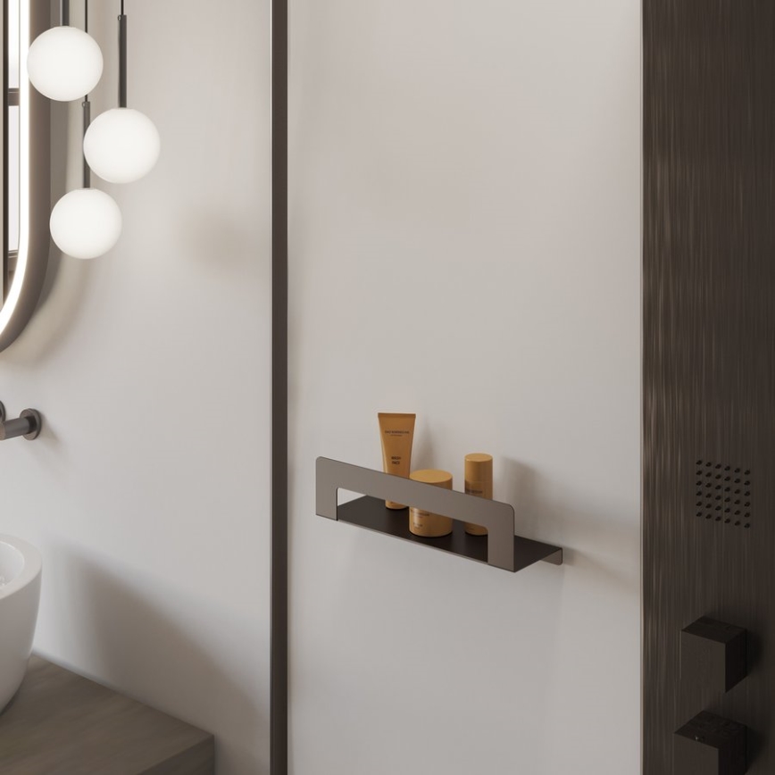 Gedy - Polica sa držačem za peškire CLEO 30 cm metalik siva