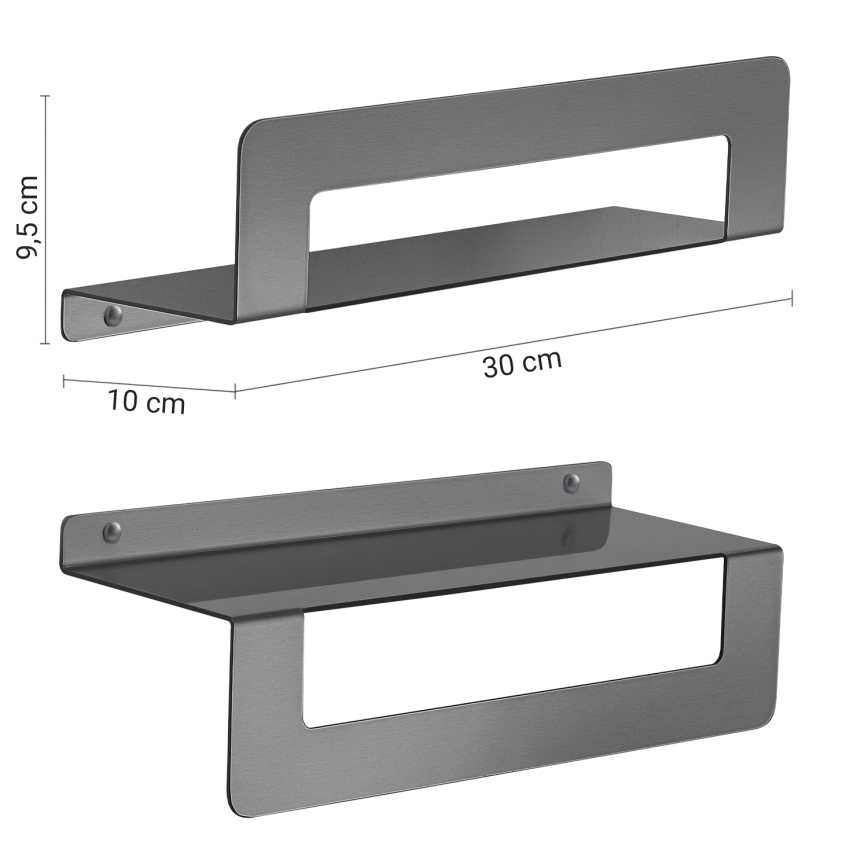 Gedy - Polica sa držačem za peškire CLEO 30 cm metalik siva