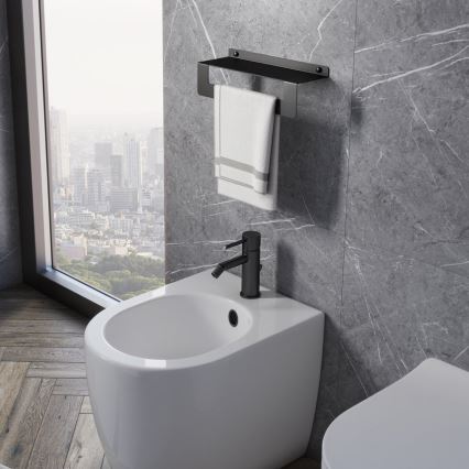 Gedy - Polica sa držačem za peškire CLEO, 50 cm, mat crna