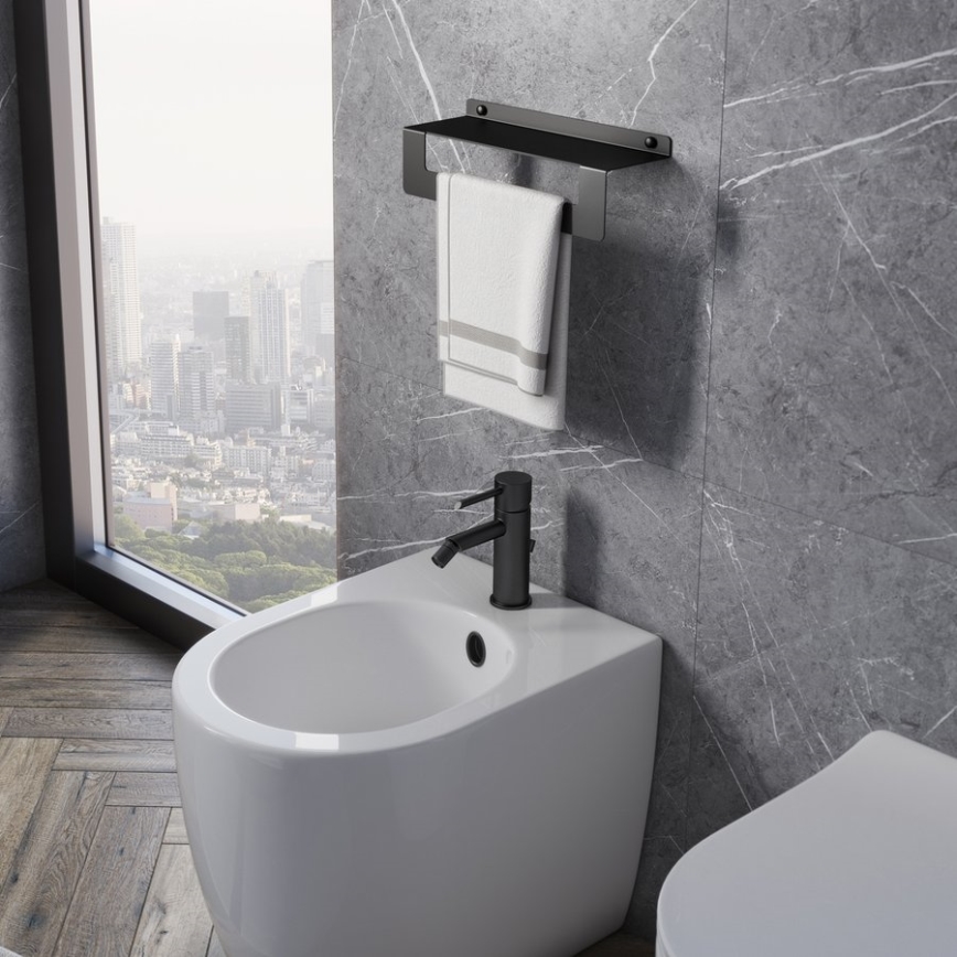 Gedy - Polica sa držačem za peškire CLEO, 50 cm, mat crna