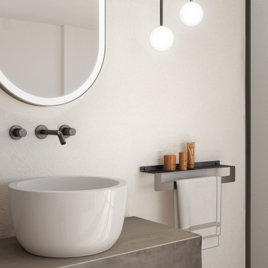 Gedy - Polica sa držačem za peškire CLEO 50 cm metalik siva