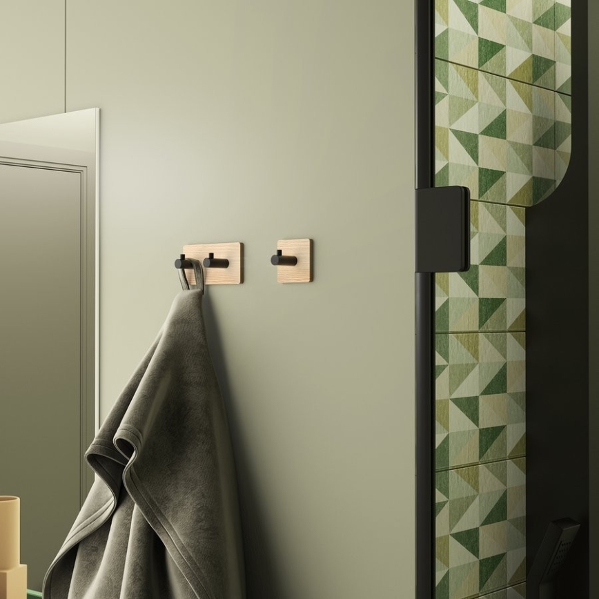 Gedy - Samolepljivi držač za peškire HIMALAYA crna/bambus