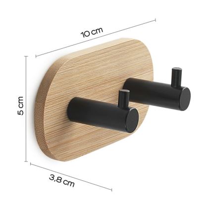 Gedy - Samolepljivi zidni držač za peškire HIMALAYA crna/bambus