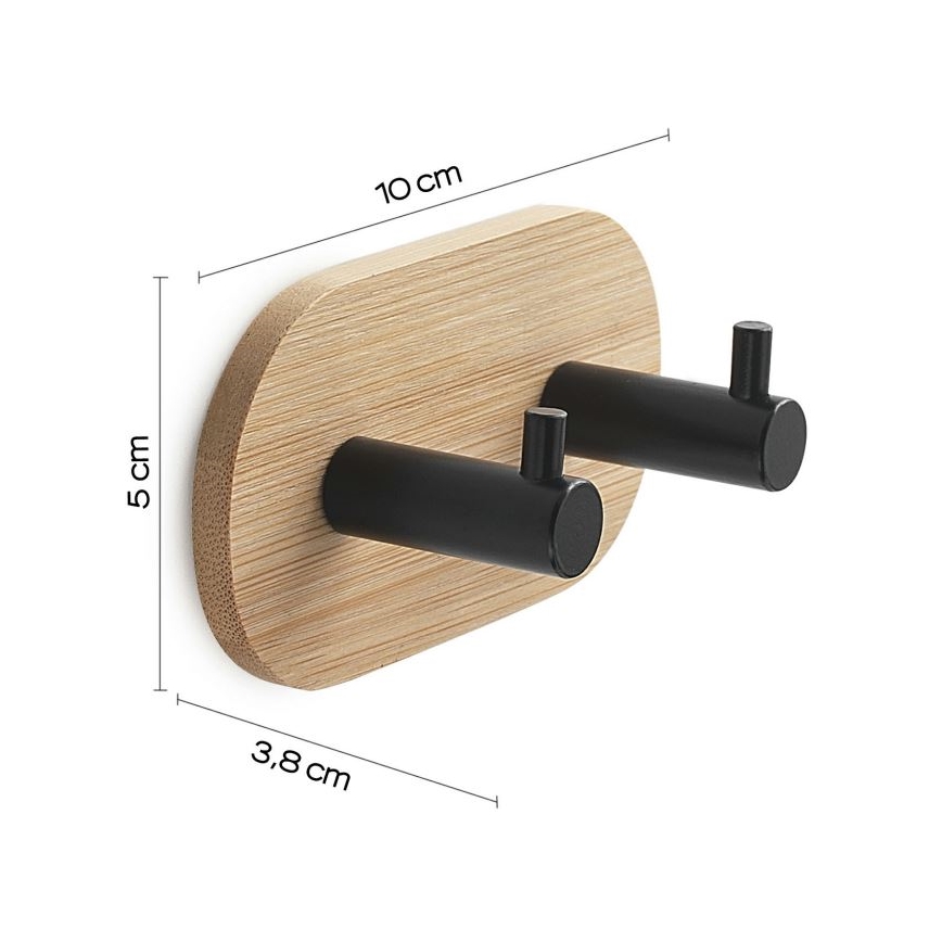 Gedy - Samolepljivi zidni držač za peškire HIMALAYA crna/bambus