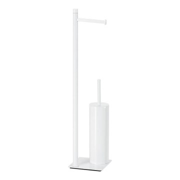 Gedy - Samostojeća WC četka sa držačem za toalet papir TRILLY, mat bela