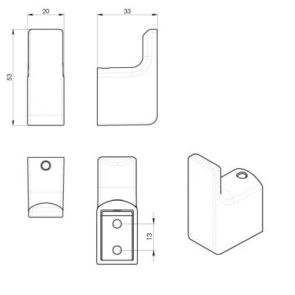 Gedy - SET 2x zidnih kuka PIRENEI, mat bela