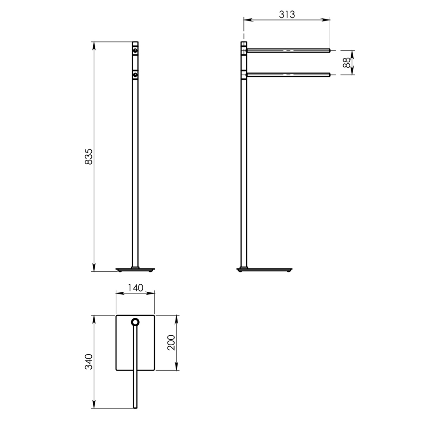 Gedy - Stalak za peškire TRILLY 83,5 cm mat crna/bambus