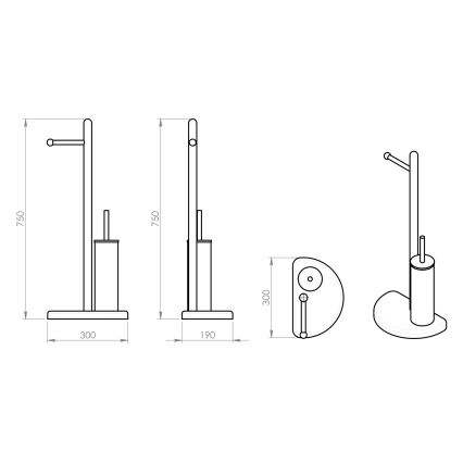 Gedy - Stalak za toalet papir i WC četku HIBISCUS sjajni hrom