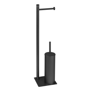 Gedy - Stojeća WC četka sa držačem za toalet papir TRILLY mat crna