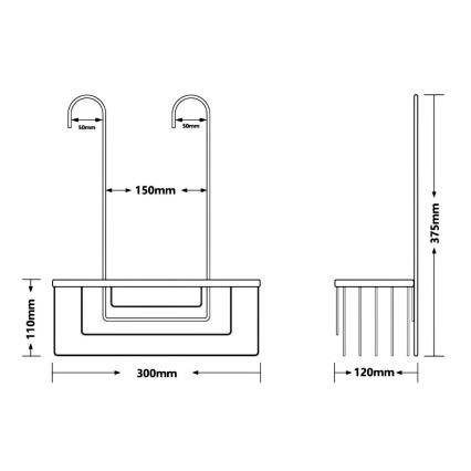 Gedy - Viseća polica za tuš SMART 37,5x30 cm metalno siva