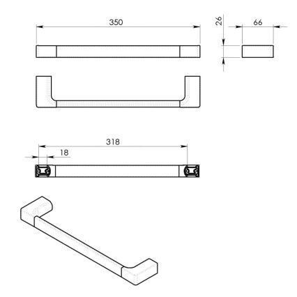 Gedy - Zidna vešalica za peškire PIRENEI 6,6x35 cm mat crne boje