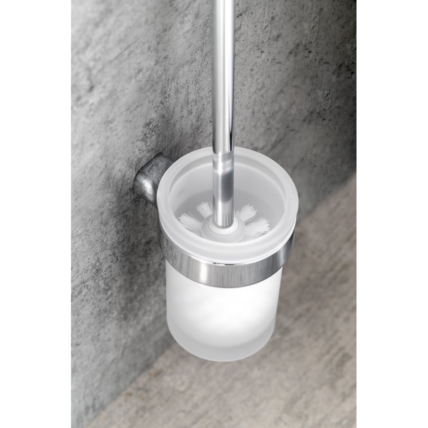 Gedy - Zidna WC četka PIRENEI sjajni hrom/satinsko staklo