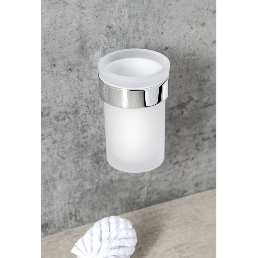 Gedy - Zidna WC četka PIRENEI sjajni hrom/satinsko staklo