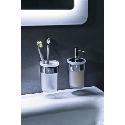 Gedy - Zidni dozator sapuna PIRENEI 110 ml, mlečno staklo/sjajni hrom