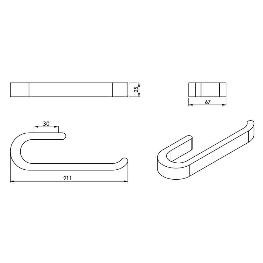 Gedy - Zidni držač za peškire HIMALAYA 6,7x21 cm, bambus