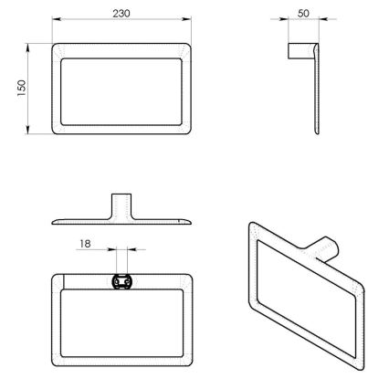 Gedy - Zidni držač za peškire PIRENEI 15x23 cm, mat zlatne boje