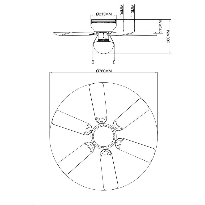 Globo - Plafonski ventilator 1xE27/60W/230V