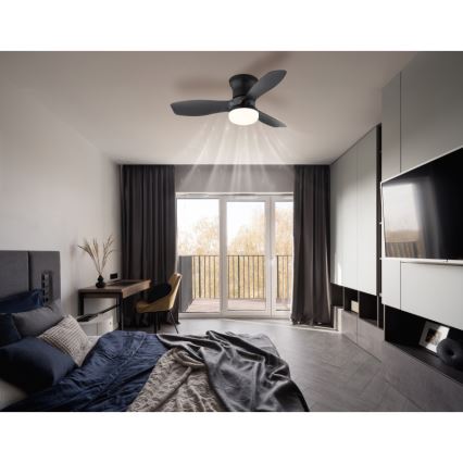 Globo - prigušiva plafonski ventilator LED/15W/230V 2700-6500K crni + daljinski upravljač