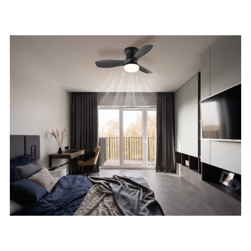 Globo - prigušiva plafonski ventilator LED/15W/230V 2700-6500K crni + daljinski upravljač