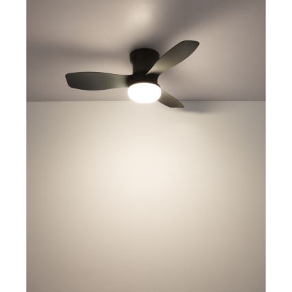 Globo - prigušiva plafonski ventilator LED/15W/230V 2700-6500K crni + daljinski upravljač