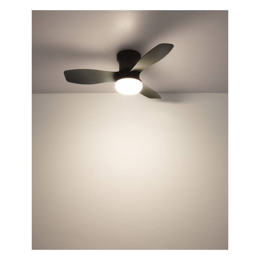 Globo - prigušiva plafonski ventilator LED/15W/230V 2700-6500K crni + daljinski upravljač