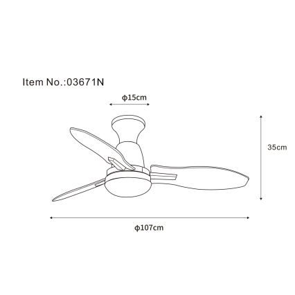 Globo - LED prigušiva plafonski ventilator LED/22W/230V 3000/4500/6000K + daljinski upravljač