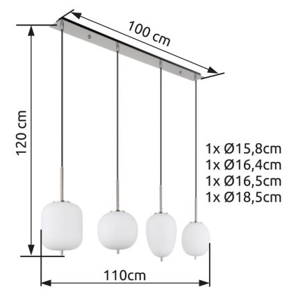 Globo - Luster na sajli 4xE14/40W/230V bela