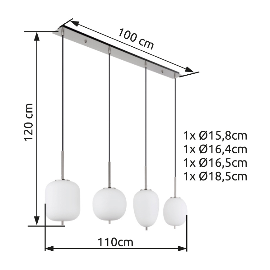 Globo - Luster na sajli 4xE14/40W/230V bela