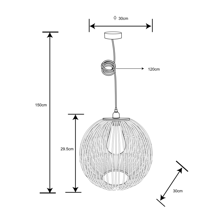 Globo - Luster na sajli 1xE27/60W/230V bambus