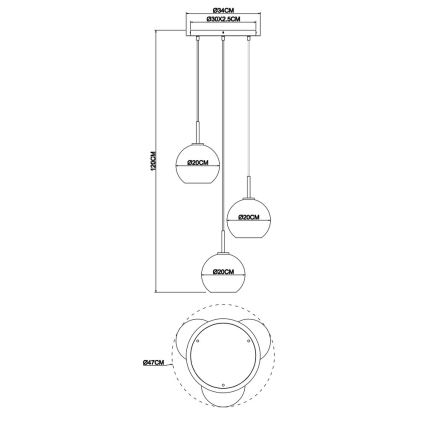 Globo - Luster na sajli 3xE27/60W/230V