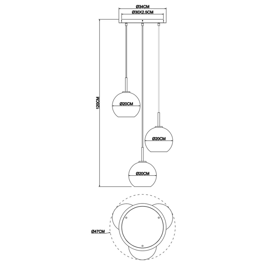 Globo - Luster na sajli 3xE27/60W/230V