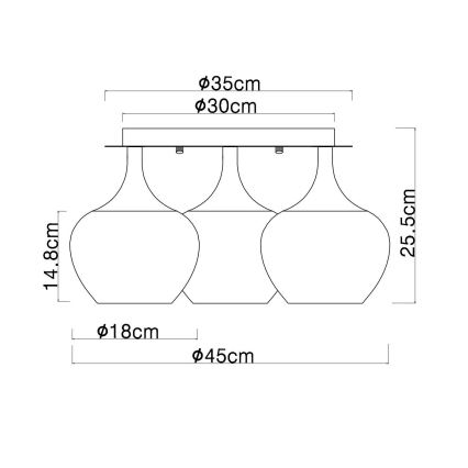 Globo - Plafonski luster 3xE27/40W/230V, prečnik 45 cm, u bakarnoj boji