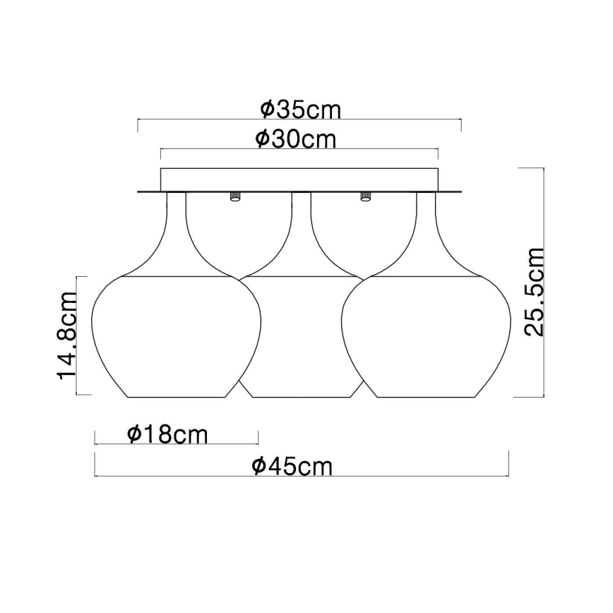 Globo - Plafonski luster 3xE27/40W/230V, prečnik 45 cm, u bakarnoj boji