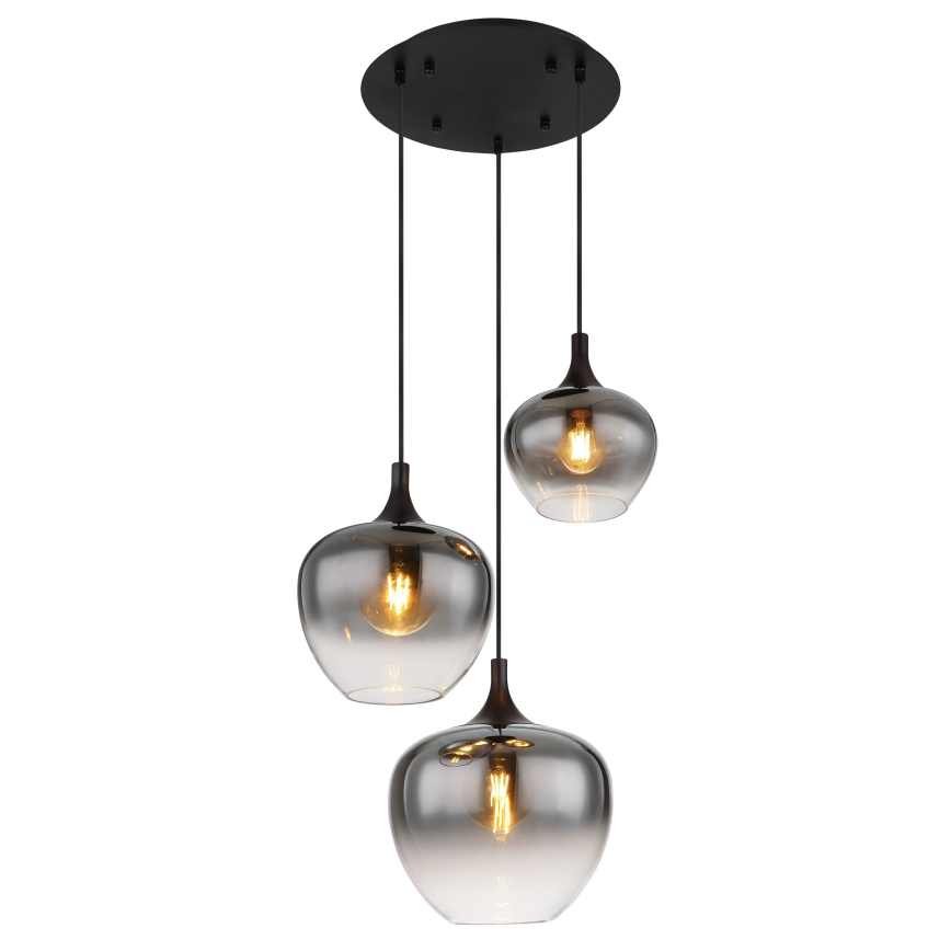 Globo - Luster na sajli 3xE27/40W/230V Ø 48 cm crna