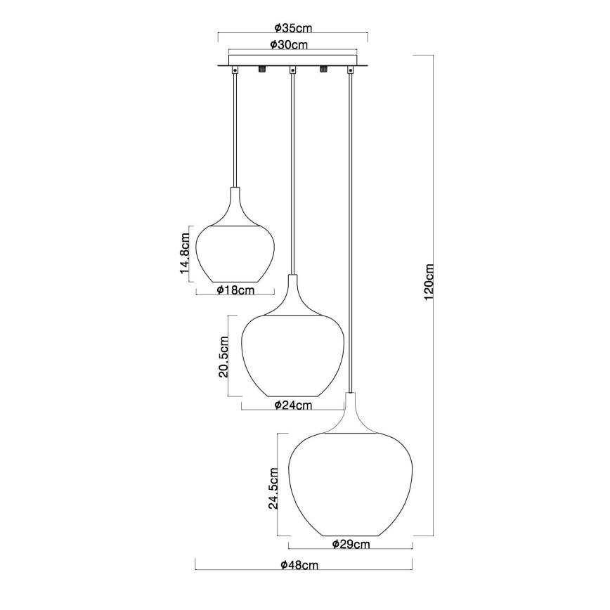 Globo - Luster na sajli 3xE27/40W/230V u boji bakra