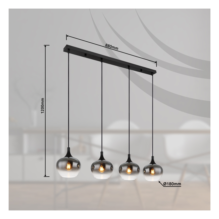 Globo - Luster na sajli 4xE27/40W/230V crna