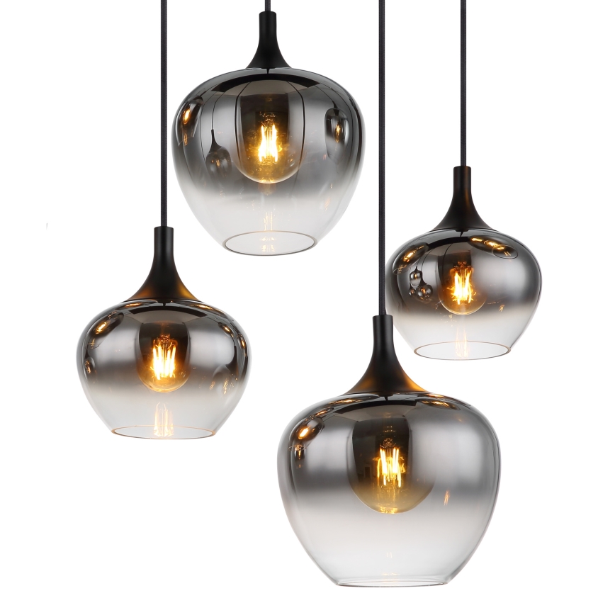 Globo - Luster na sajli 8xE27/40W/230V crna