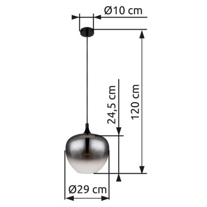Globo - Luster na sajli 1xE27/60W/230V, prečnik 29 cm, crne boje