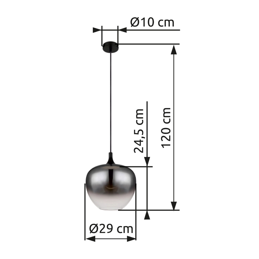 Globo - Luster na sajli 1xE27/60W/230V, prečnik 29 cm, crne boje