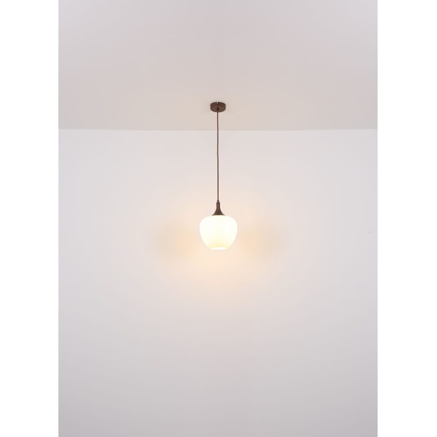 Globo - Luster na sajli 1xE27/60W/230V Ø 29 cm bela/braon