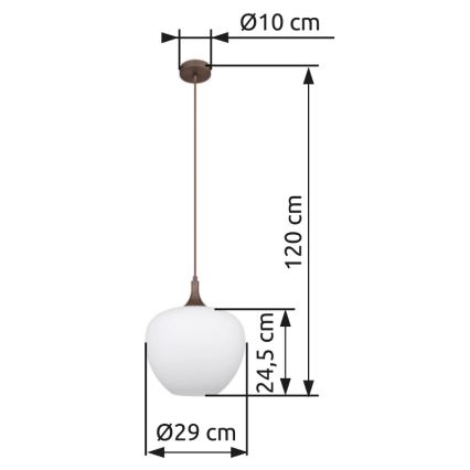 Globo - Luster na sajli 1xE27/60W/230V Ø 29 cm bela/braon