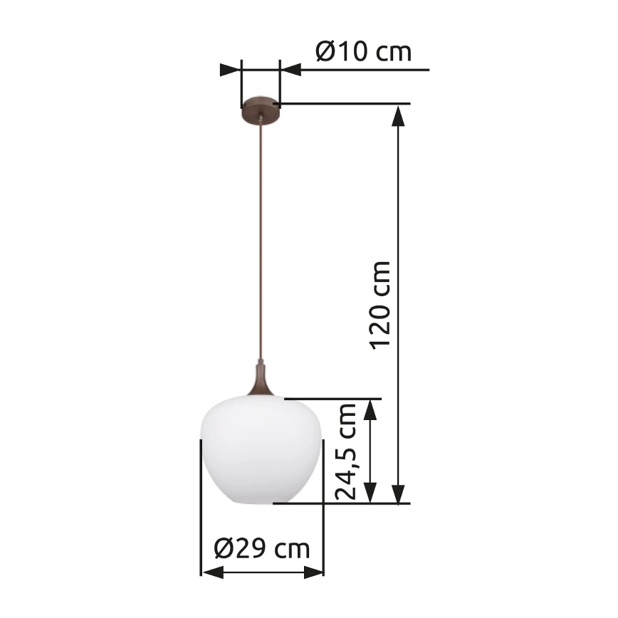 Globo - Luster na sajli 1xE27/60W/230V Ø 29 cm bela/braon