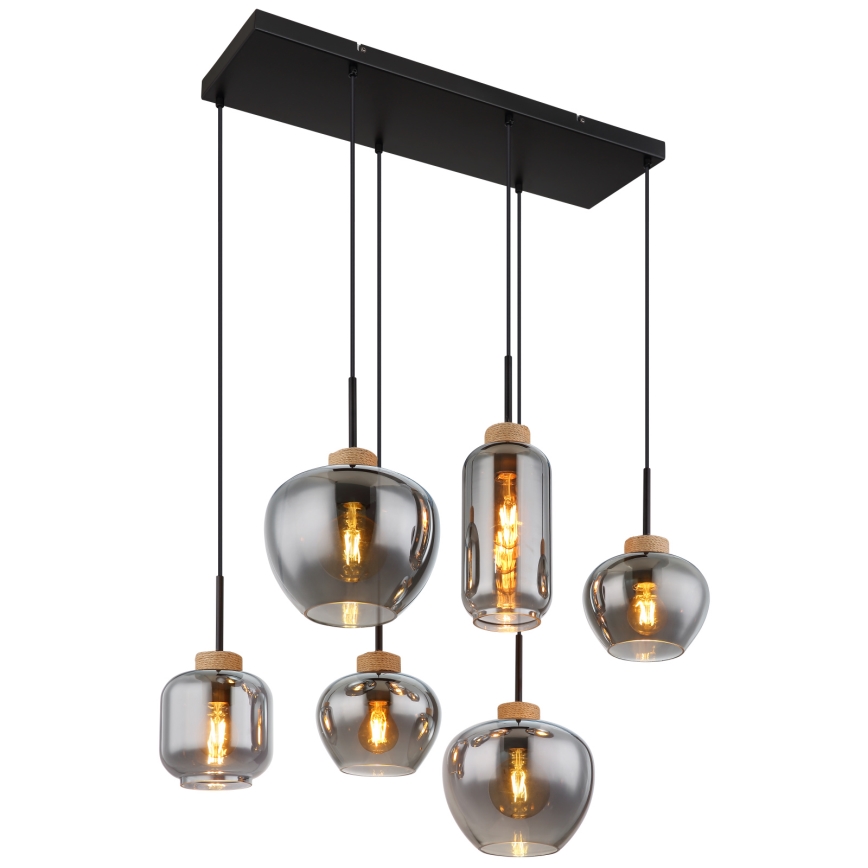 Globo - Luster na sajli 6xE27/40W/230V crna