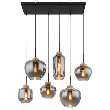 Globo - Luster na sajli 6xE27/40W/230V crna
