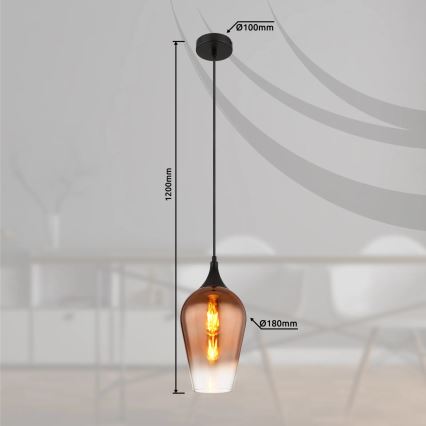 Globo - Luster na sajli 1xE27/60W/230V prečnik 18 cm u boji bakra