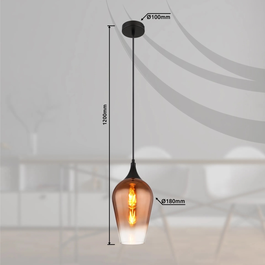 Globo - Luster na sajli 1xE27/60W/230V prečnik 18 cm u boji bakra
