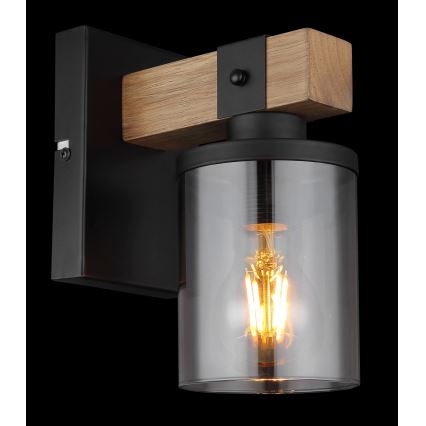 Globo - Zidna lampa 1xE27/60W/230V hrast/zadimljena