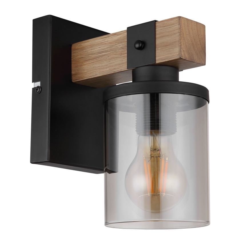 Globo - Zidna lampa 1xE27/60W/230V hrast/zadimljena