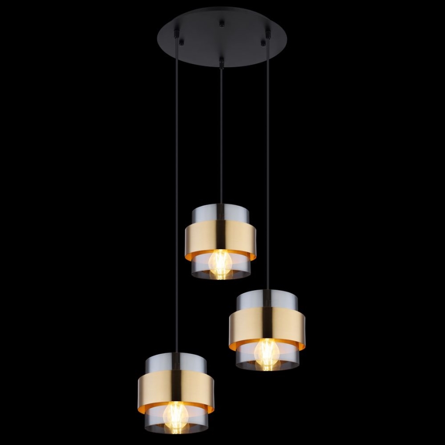 Globo - Viseći luster na sajli 3xE27/60W/230V crna/mesing