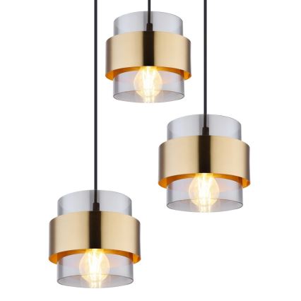 Globo - Viseći luster na sajli 3xE27/60W/230V crna/mesing